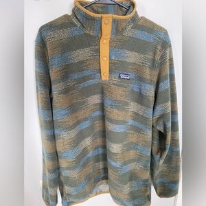 Patagonia, 3/4 Button Sweater, Size Medium, Green, Brown, Blue. Never Worn